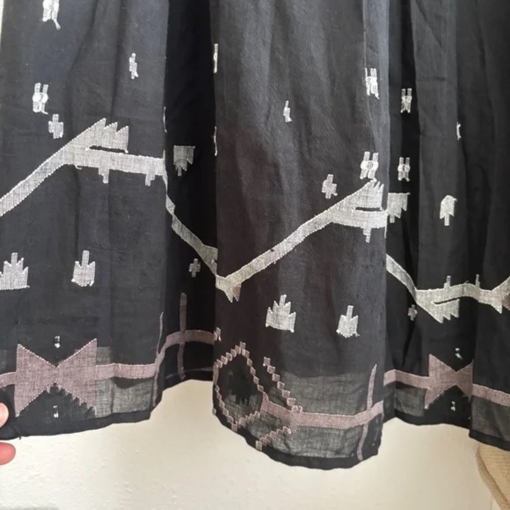 Mirth Paros Black/White Cotton Maxi Skirt in Black Carnival - Picture 4 of 5